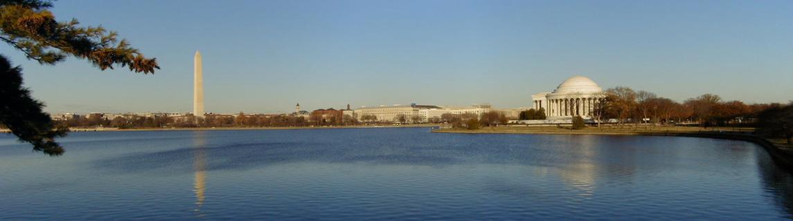 Washington Monument and Jefferson Memorial reflected over Tidal Basin<br>Location: <a href="https://www.google.com/maps/search/?api=1&query=38.88018,-77.04025" target="_new">Tidal Basin</a>